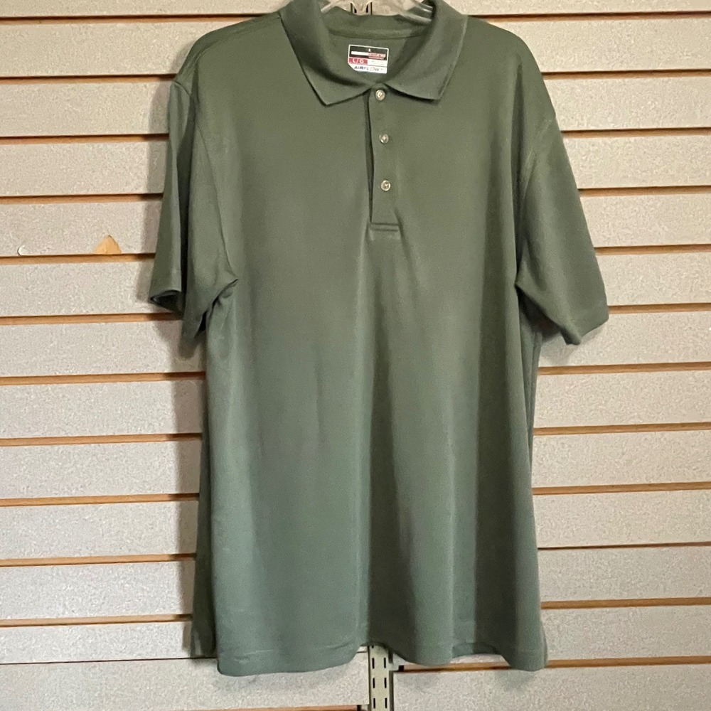 Grand Slam Performance Airflow Polo Shirt Mens L Olive Green Golf Short Sleeve